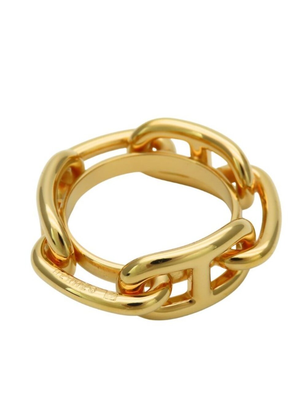 Hermes Scarf Ring Chaine D'ancre Metal Gold